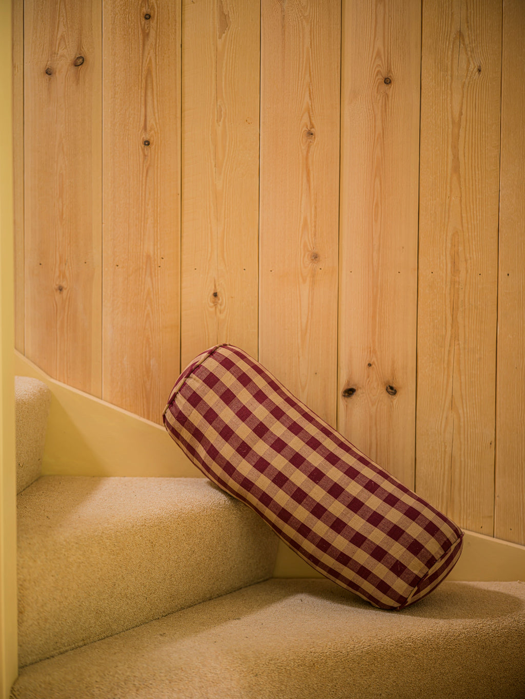 Bolster Cushion - Burgundy Check