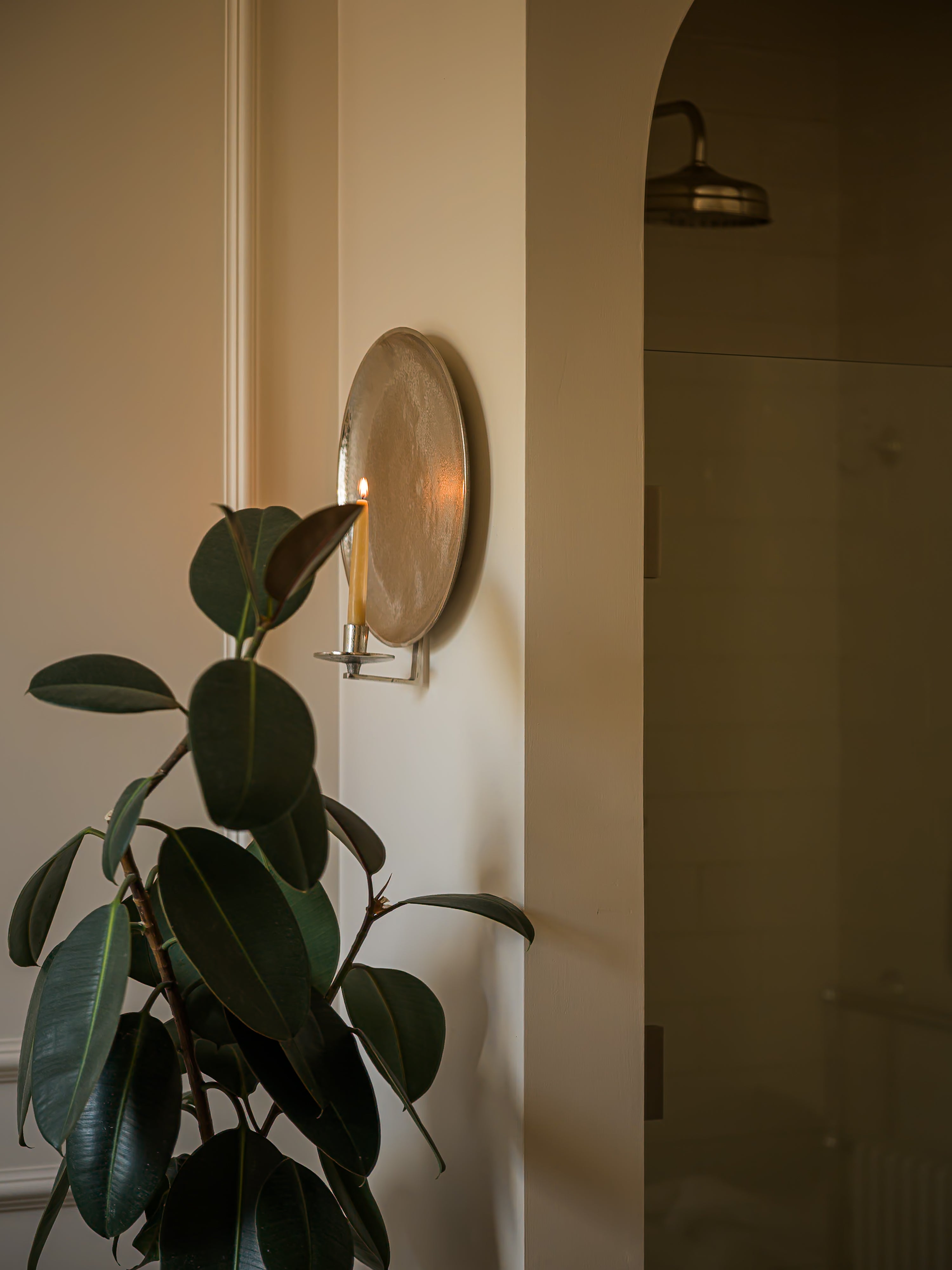 June Round Nickel Candle Sconce