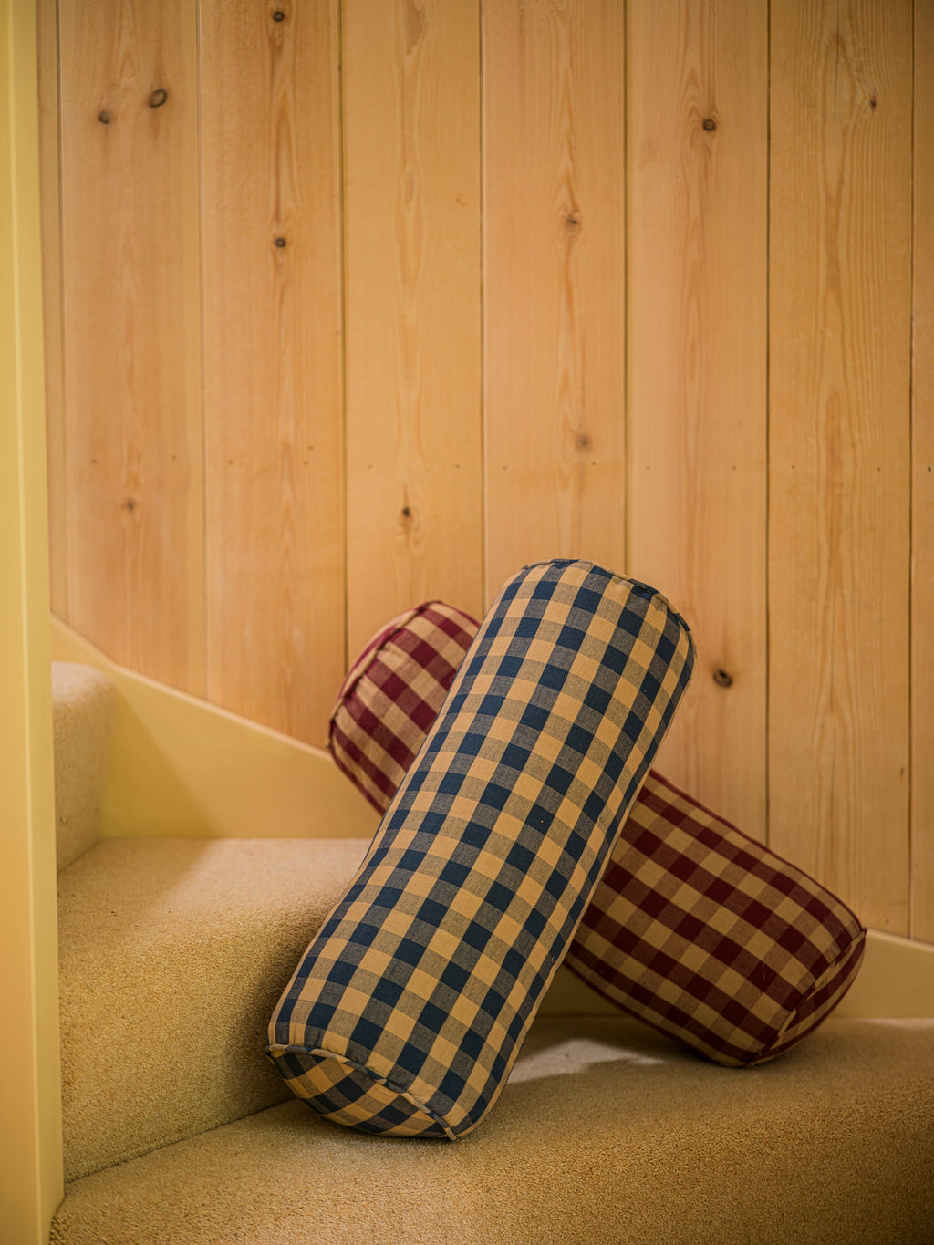 June Bolster Cushion - Navy Check