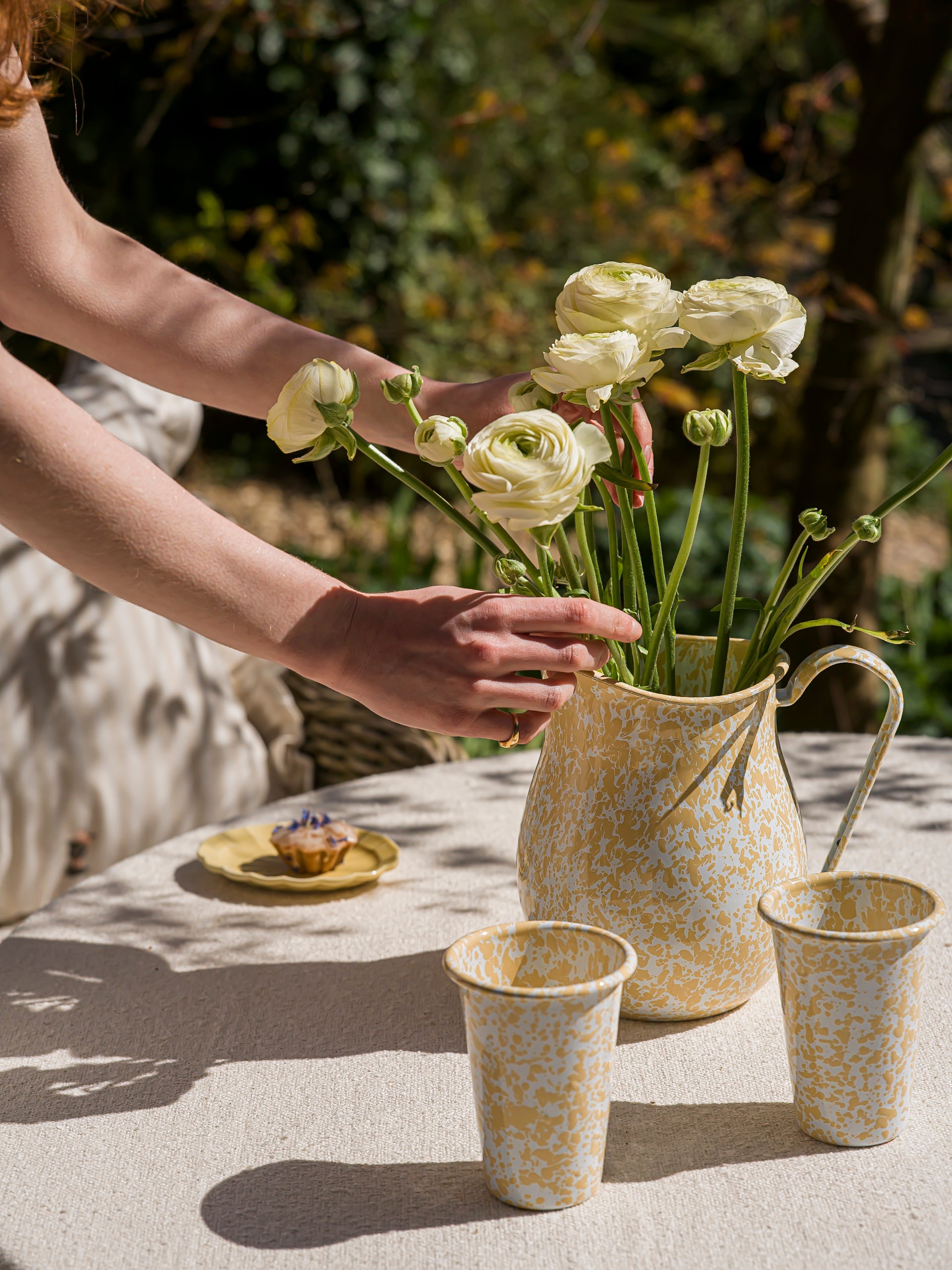 Enamel Splatterware Pitcher - Yellow