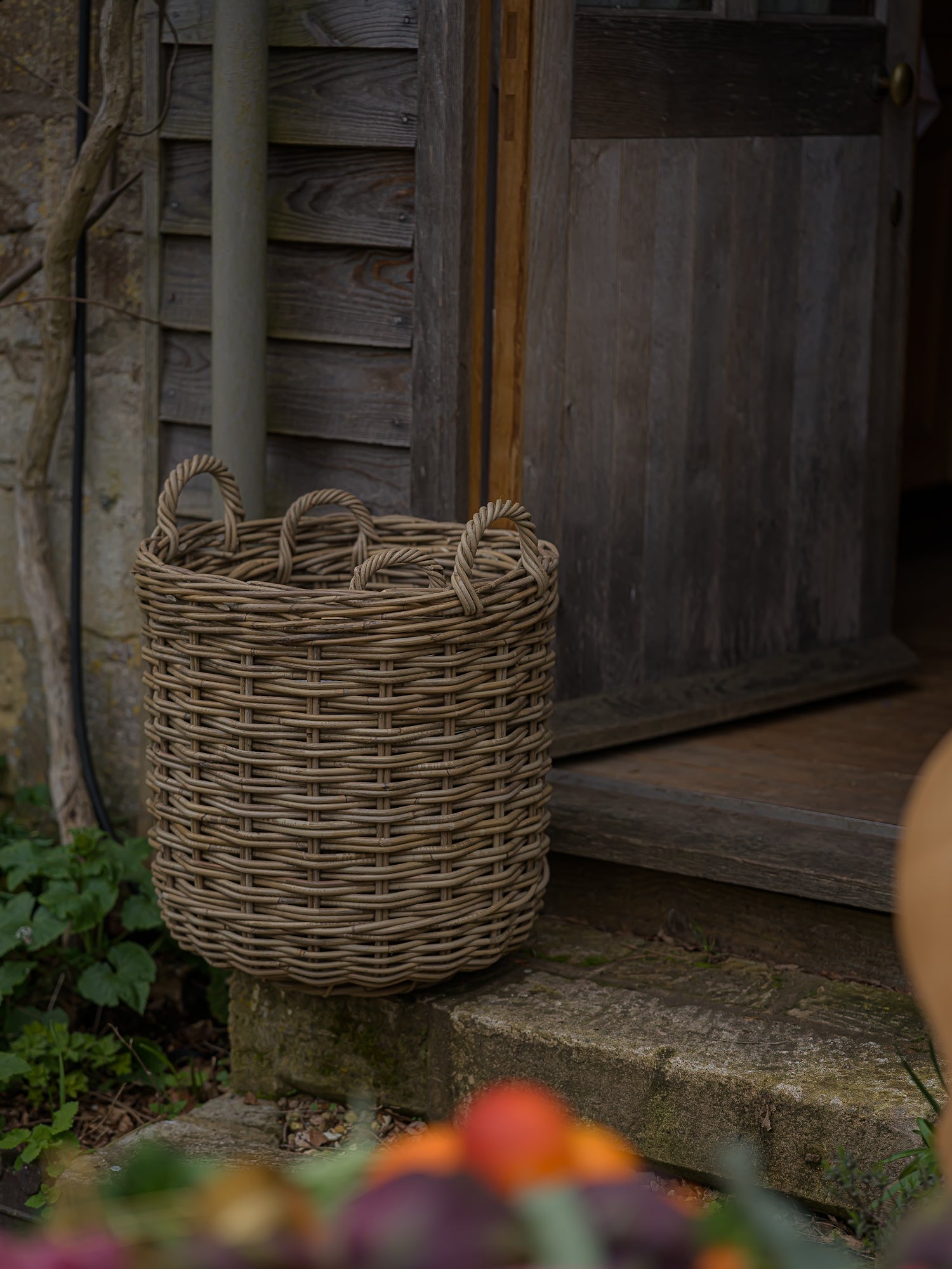 June Rattan Round Hamper Basket - Large