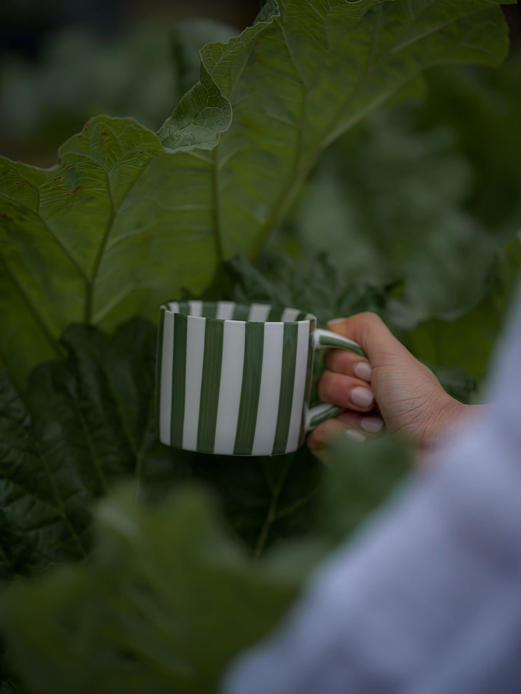June Handmade Ceramic Mug - Green Stripe