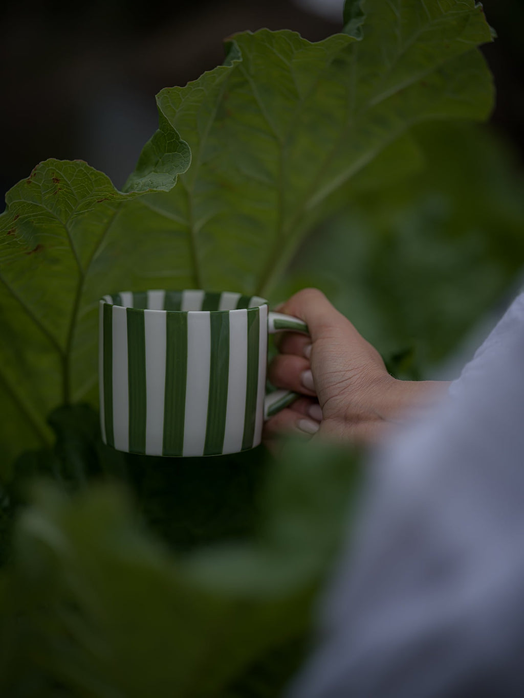 Handmade Ceramic Mug - Green Stripe