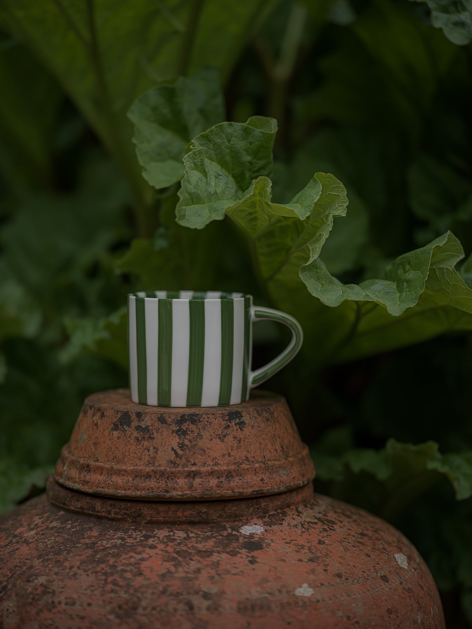 June Handmade Ceramic Mug - Green Stripe