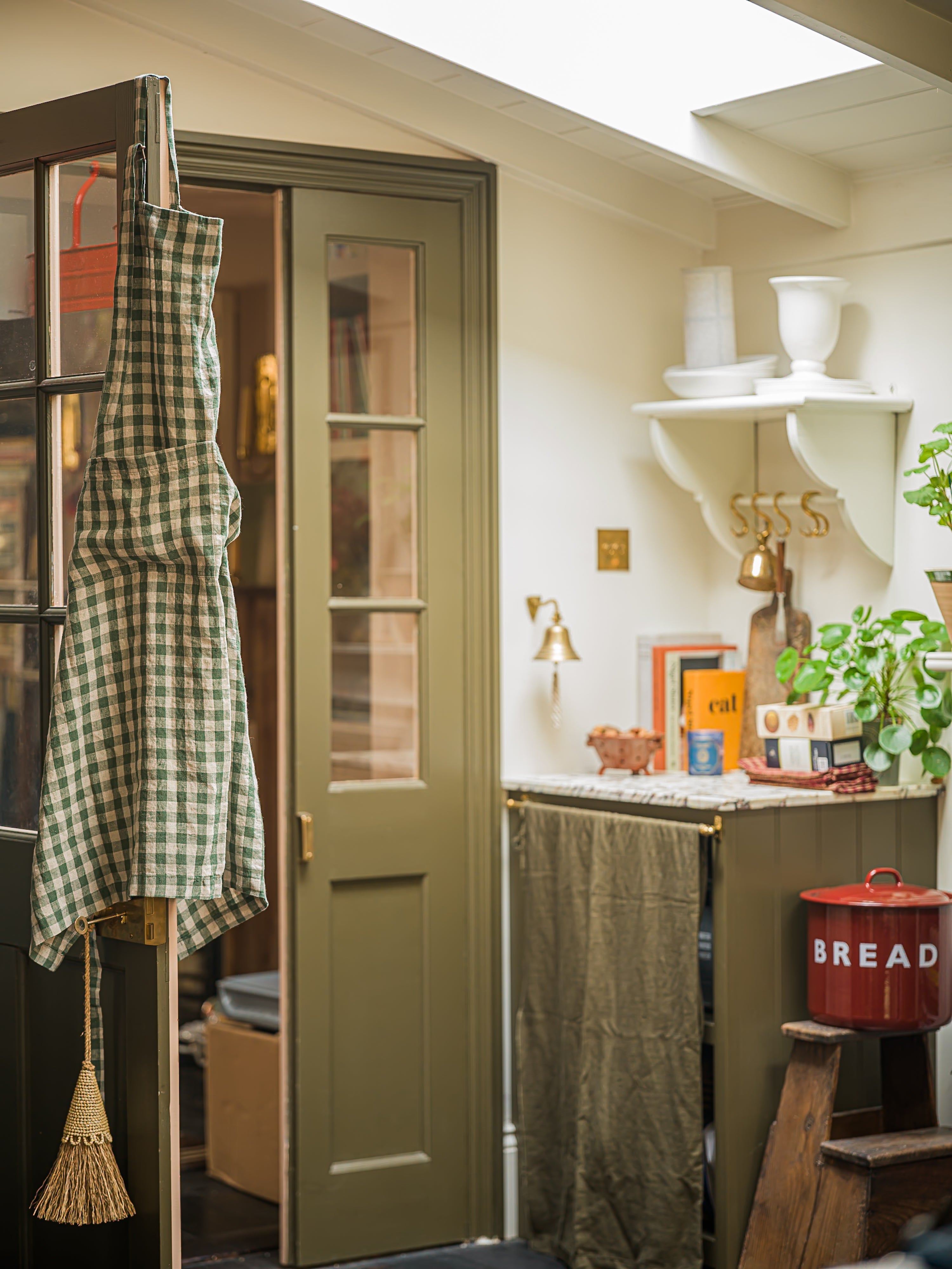 Linen Chef's Apron - Green Gingham