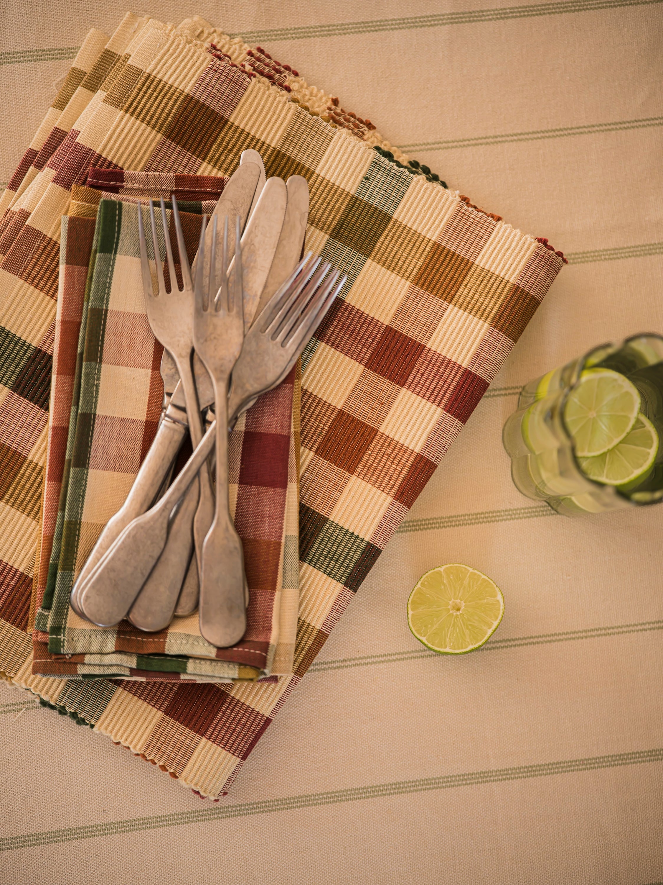 June Cotton Placemat and Napkin Set - Cambridge Check