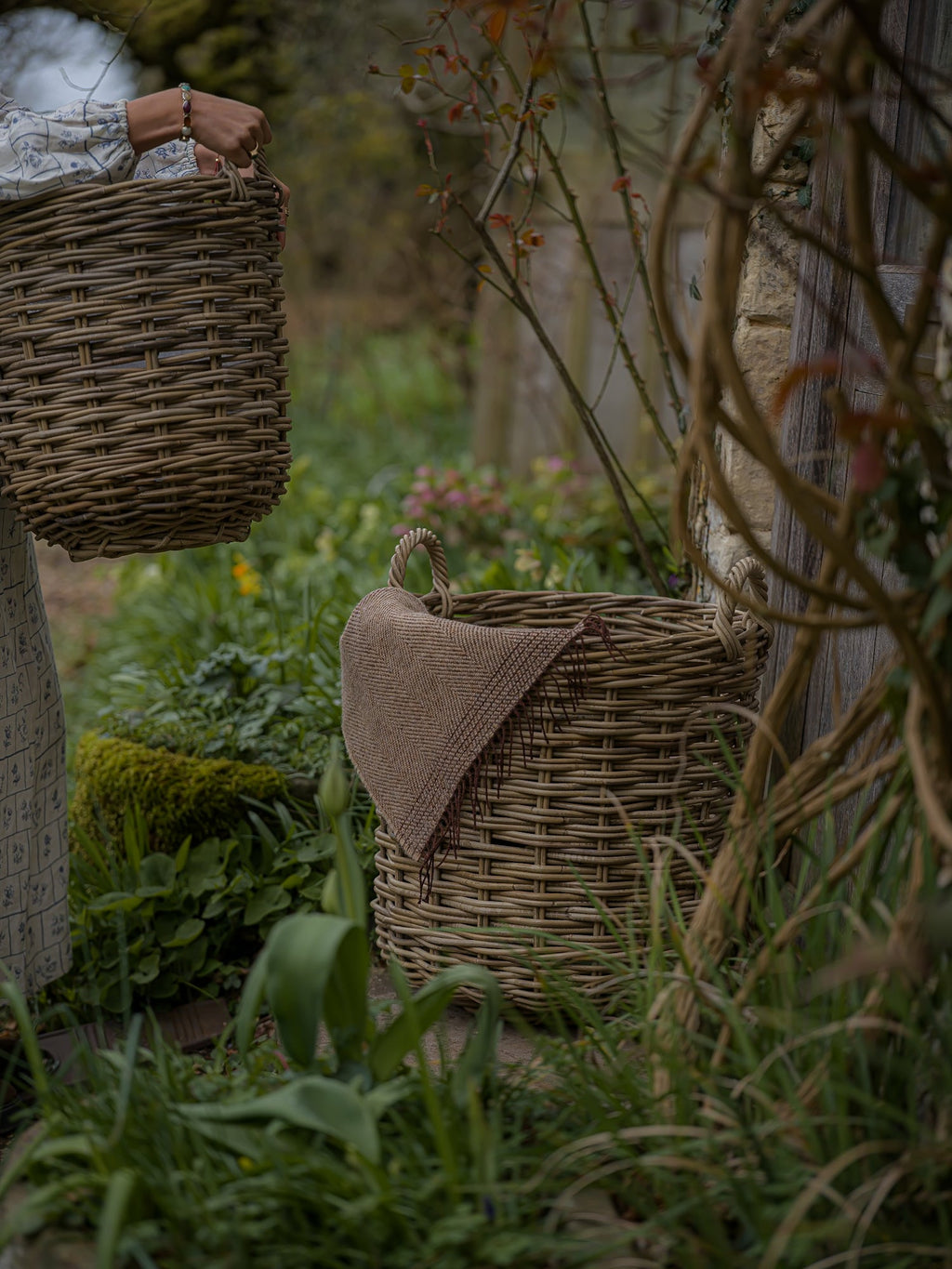June Rattan Round Hamper Basket - Large