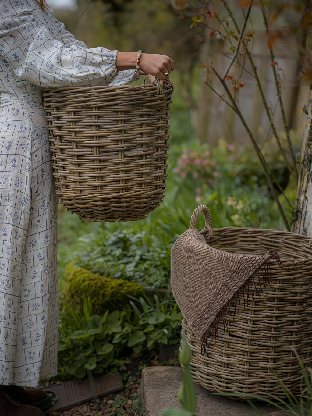 June Rattan Round Hamper Basket - Medium