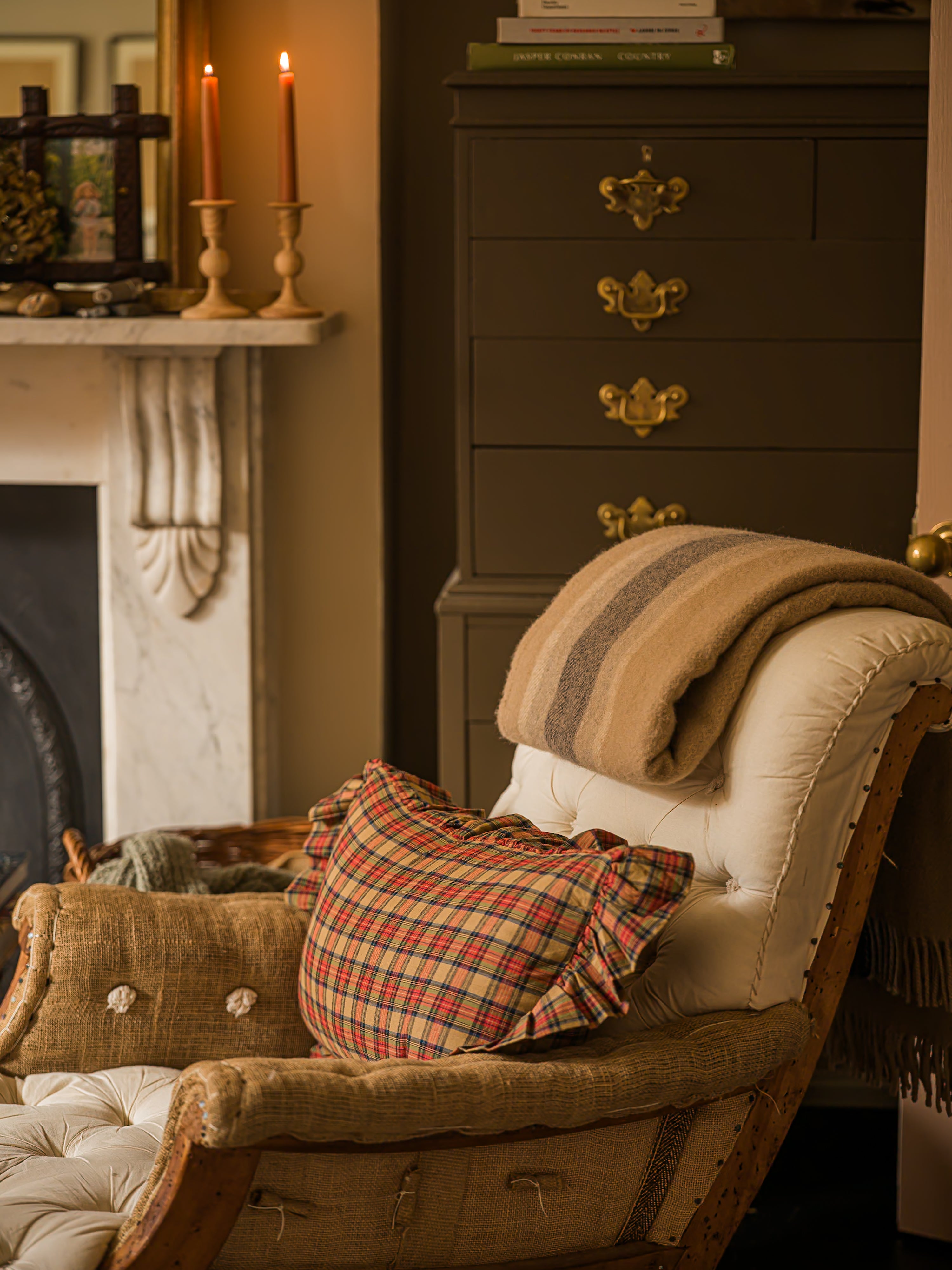 June Cotton Throw Cushion - Woodland Plaid