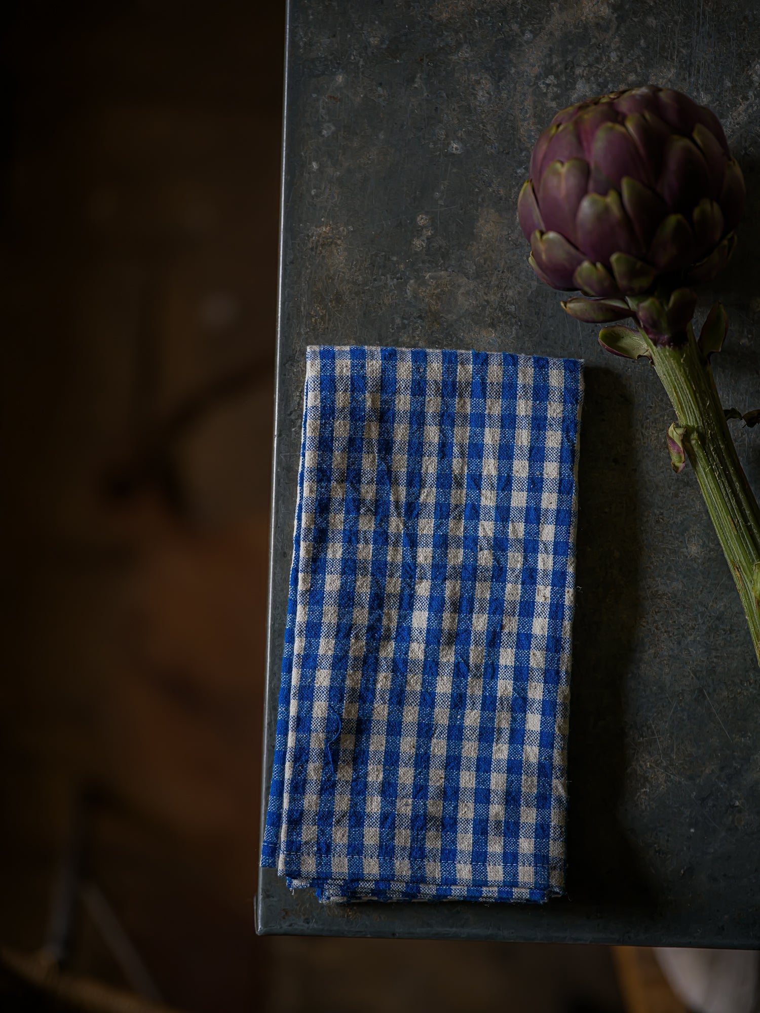 Organic Cotton Napkins - Blue Check