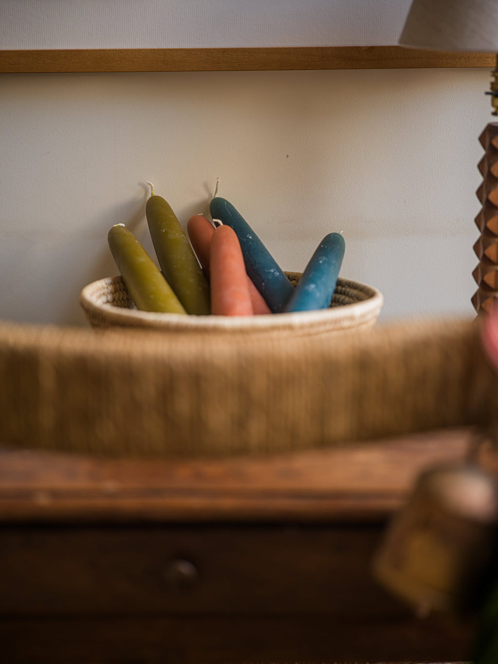 Wide Beeswax Taper Candles - Terracotta