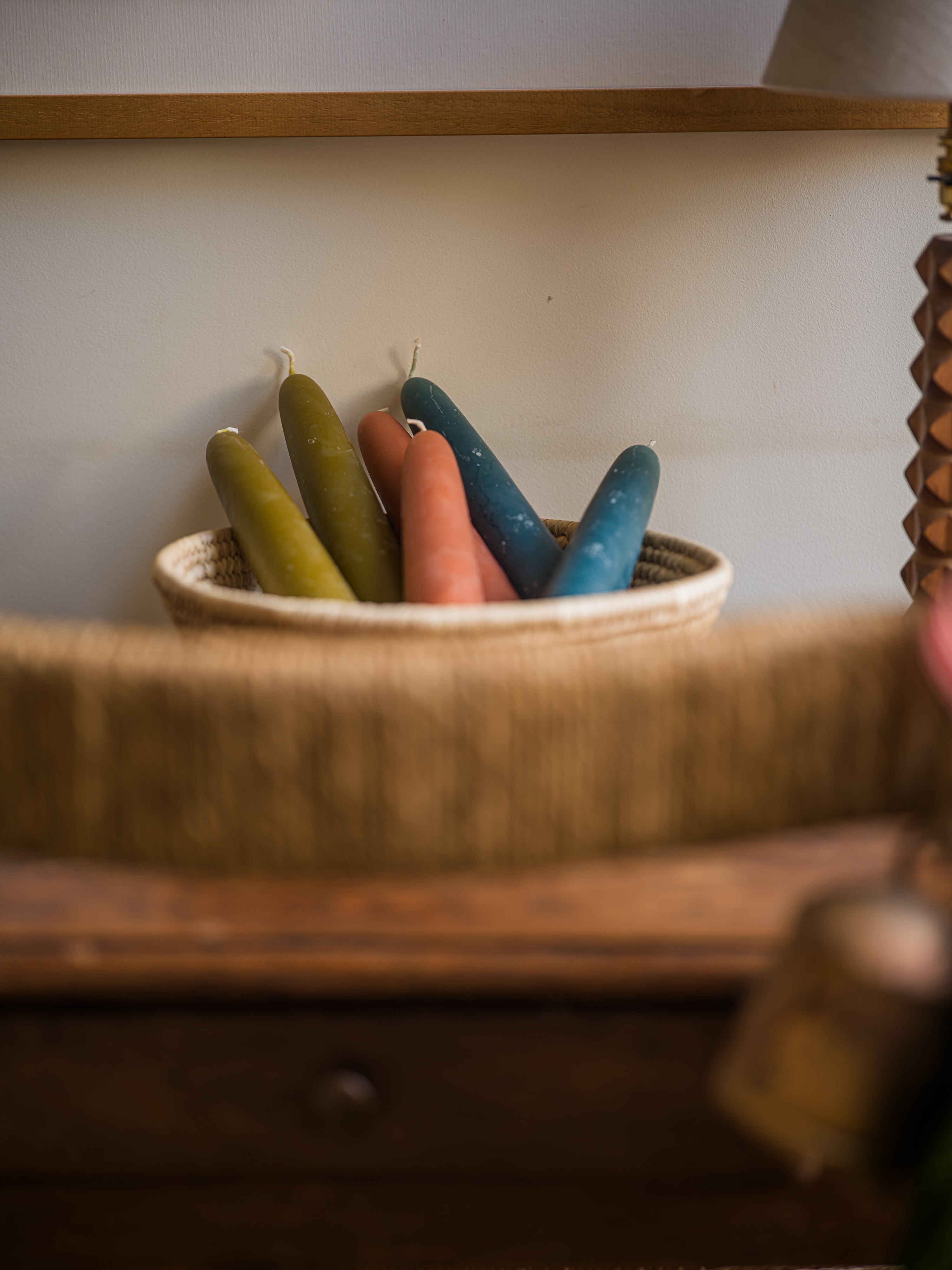 Wide Beeswax Taper Candles - Terracotta