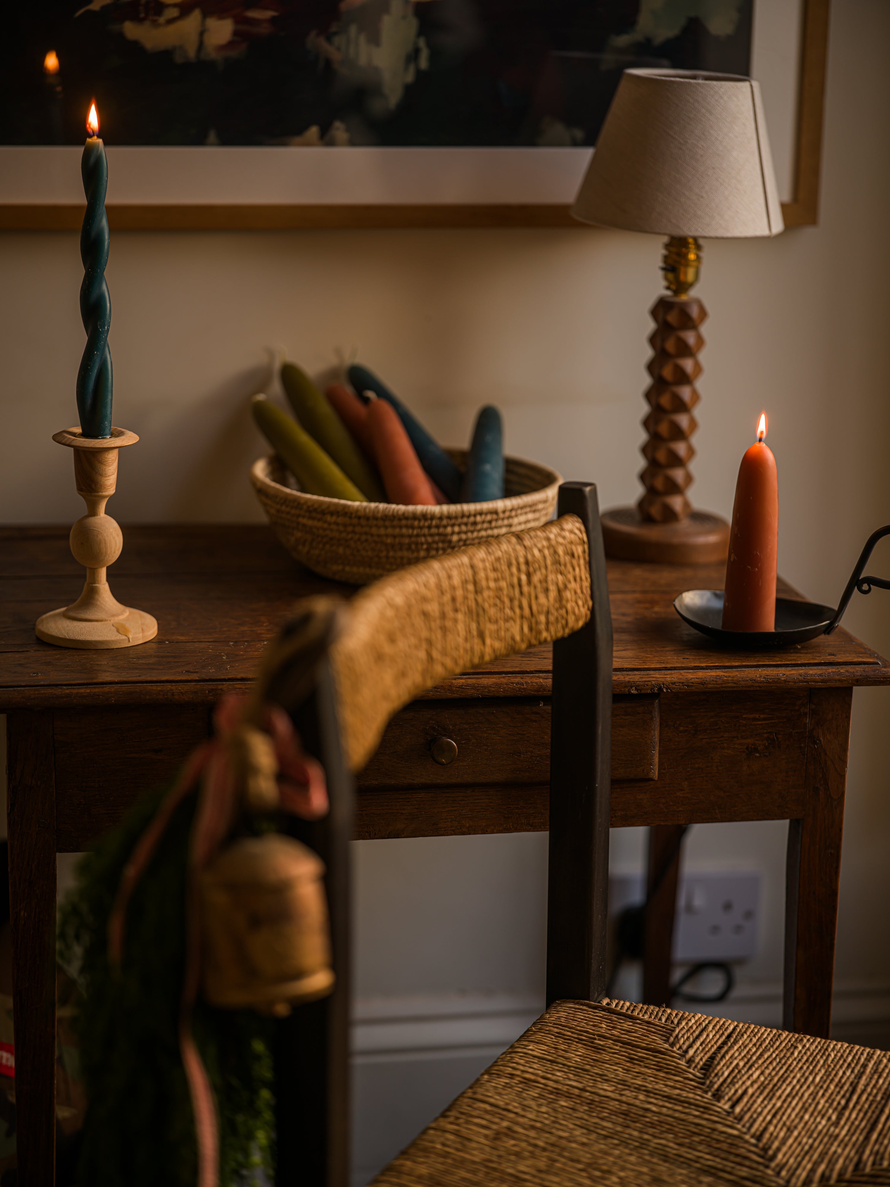 June Wide Beeswax Taper Candles - Short - Terracotta