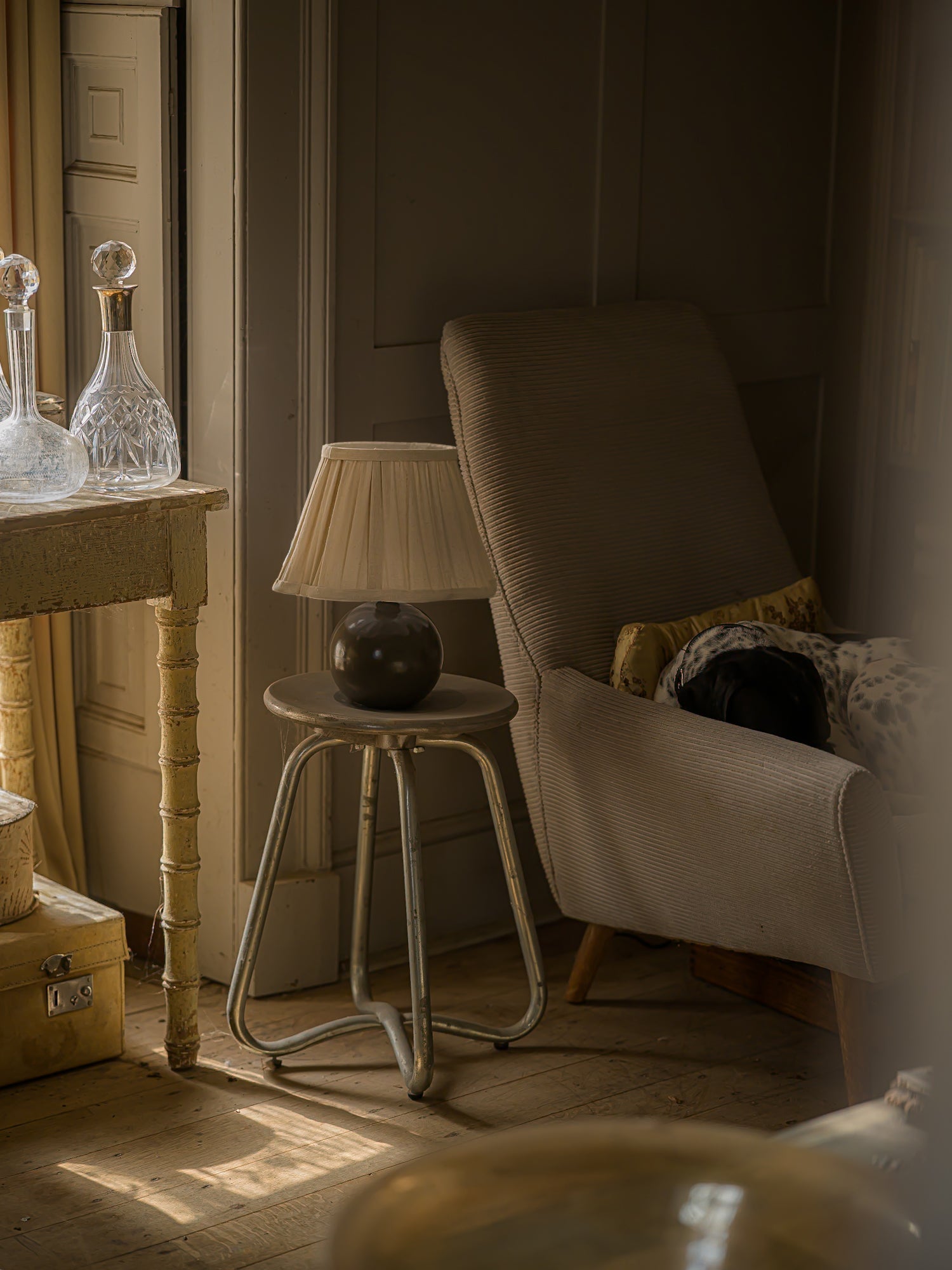 June Cordane Pleated Linen Table Lamp