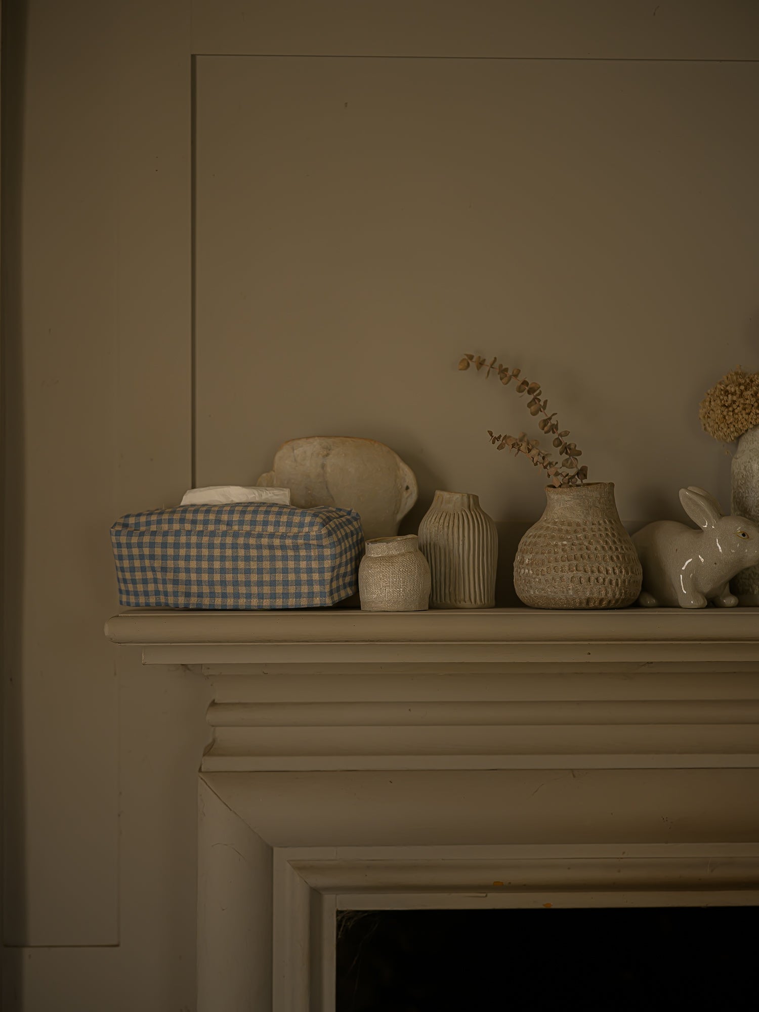 June Woven Tissue Box Cover - Blue Gingham