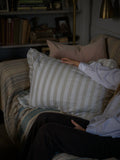 Cotton Frill Cushion Cover - Powder Green Stripe