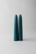 Wide Beeswax Taper Candles - Blue