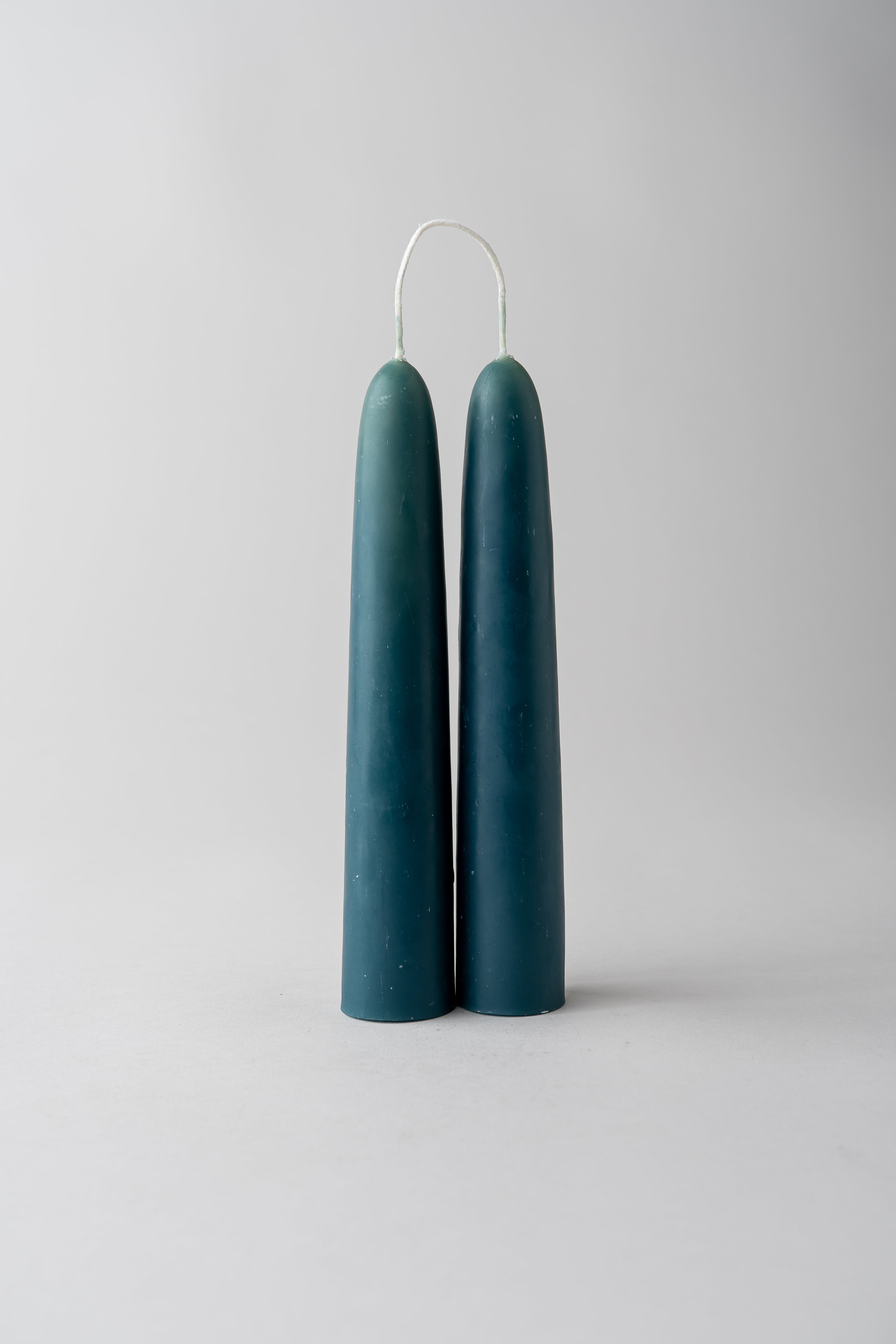 Wide Beeswax Taper Candles - Blue