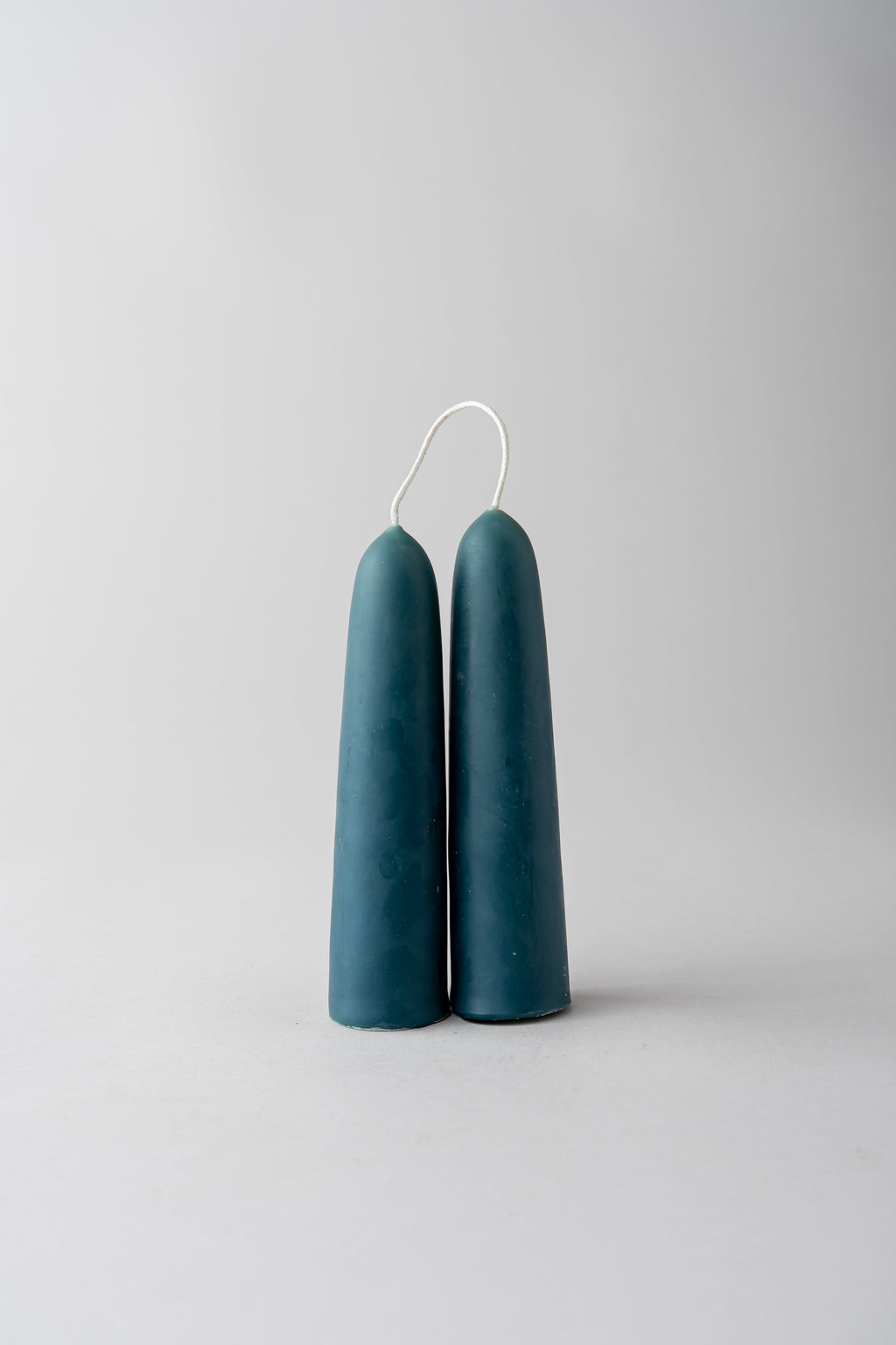Wide Beeswax Taper Candles - Short - Blue