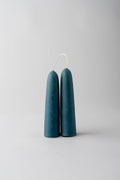 Wide Beeswax Taper Candles - Short - Blue