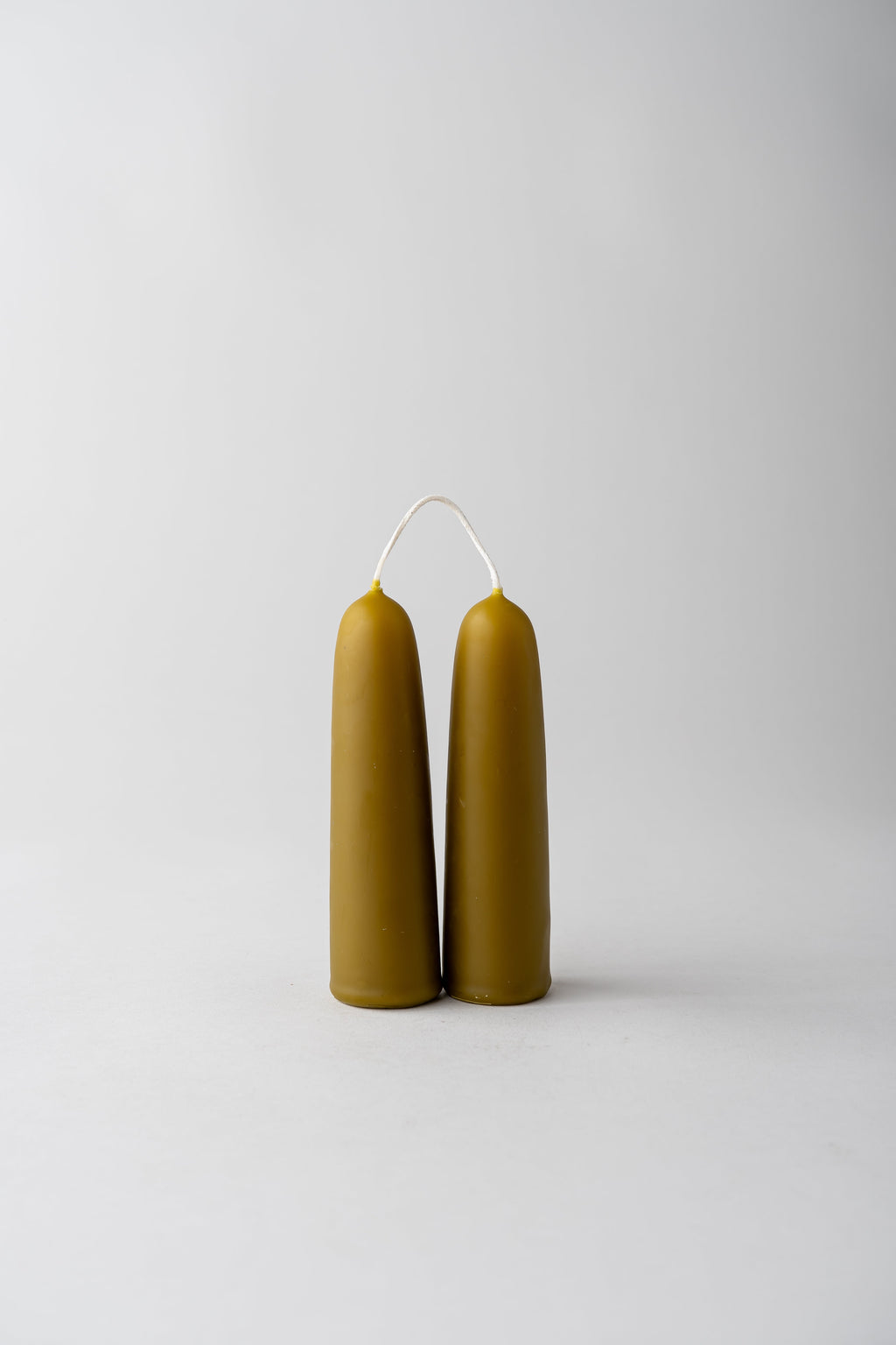June Wide Beeswax Taper Candles - Short - Green Tea