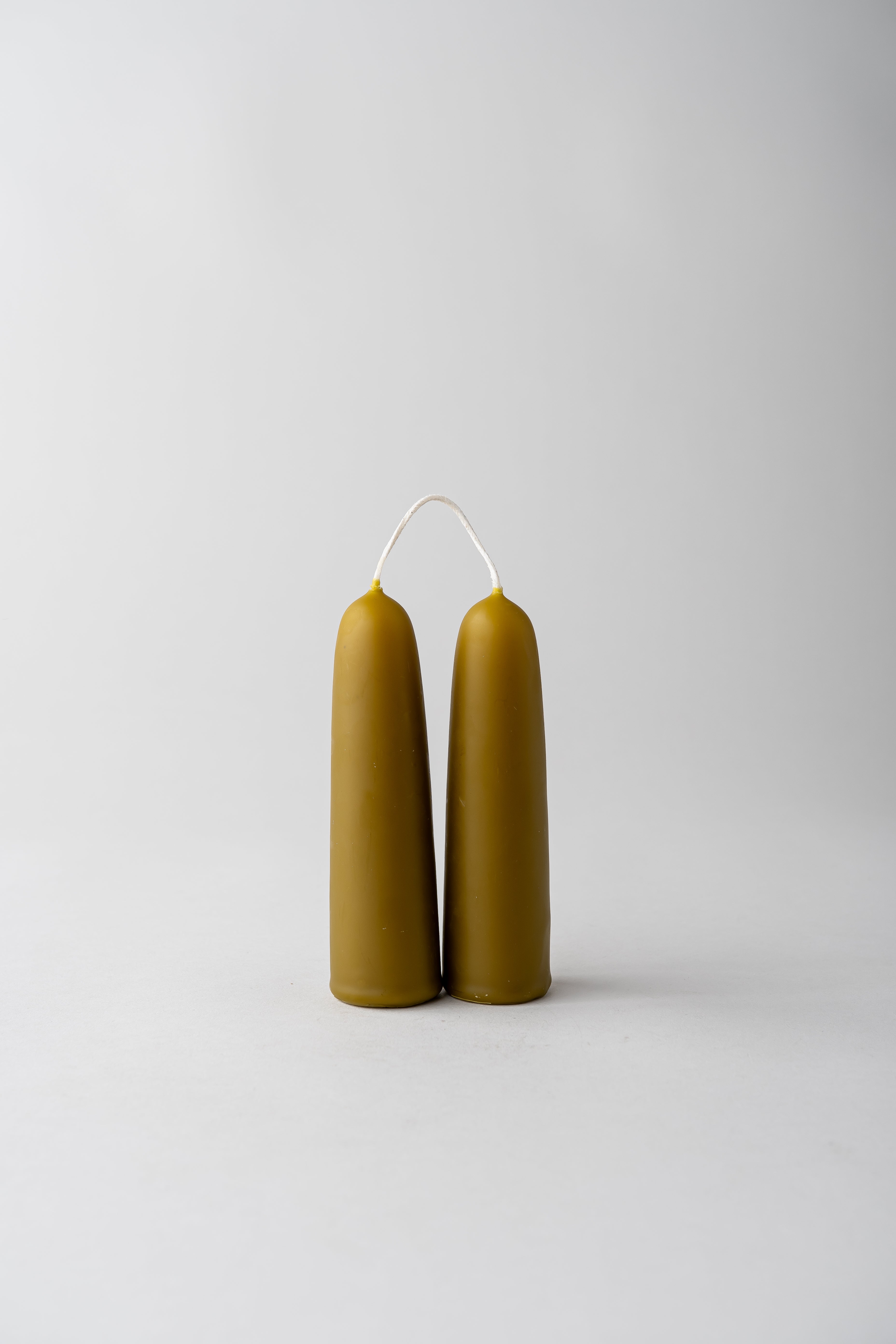 June Wide Beeswax Taper Candles - Short - Green Tea