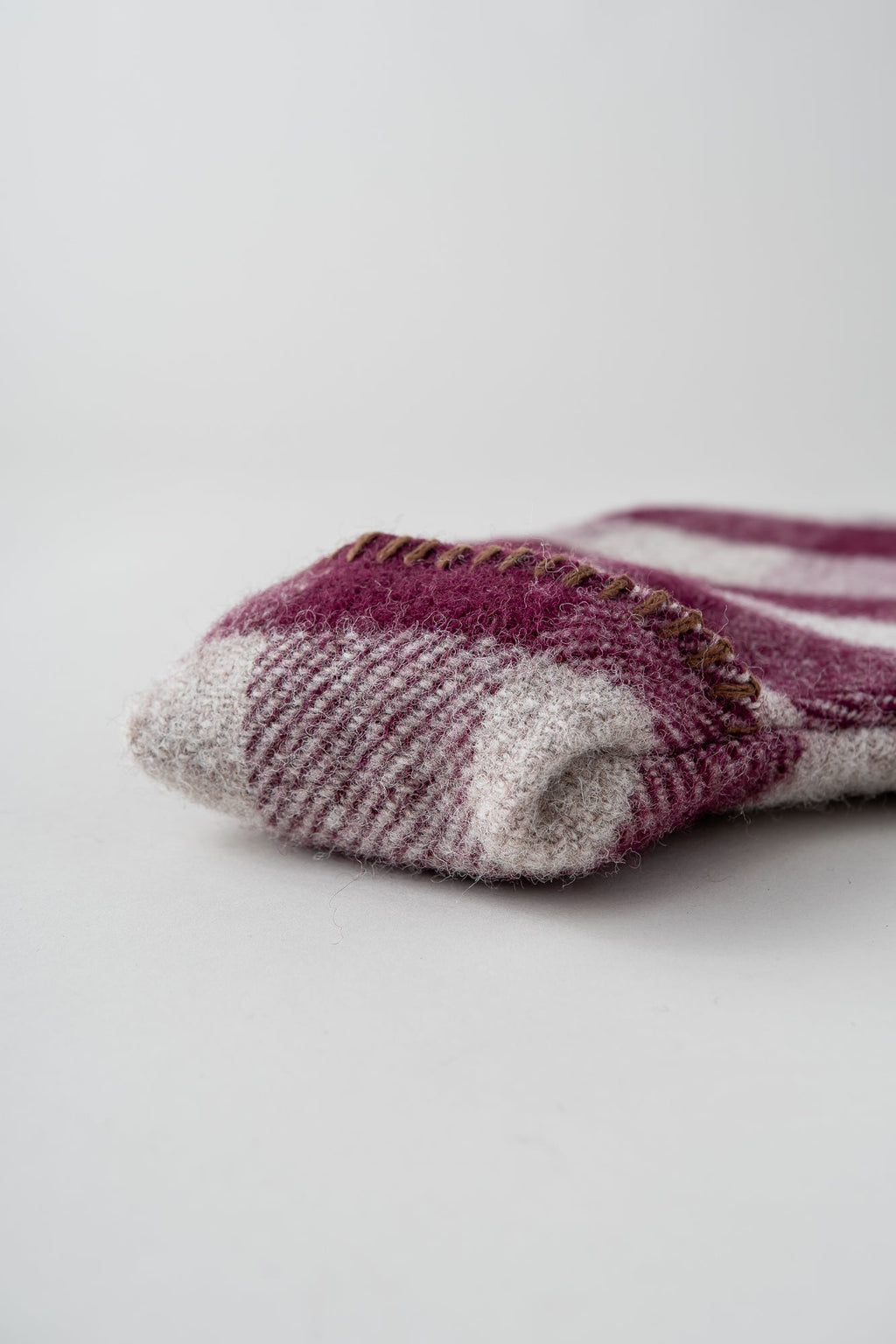 June Wool Hot Water Bottle - Burgundy Check