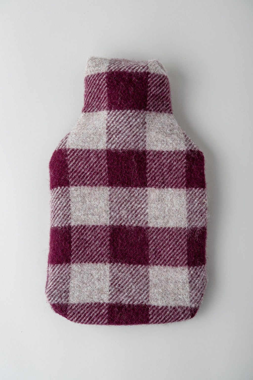 June Wool Hot Water Bottle - Burgundy Check