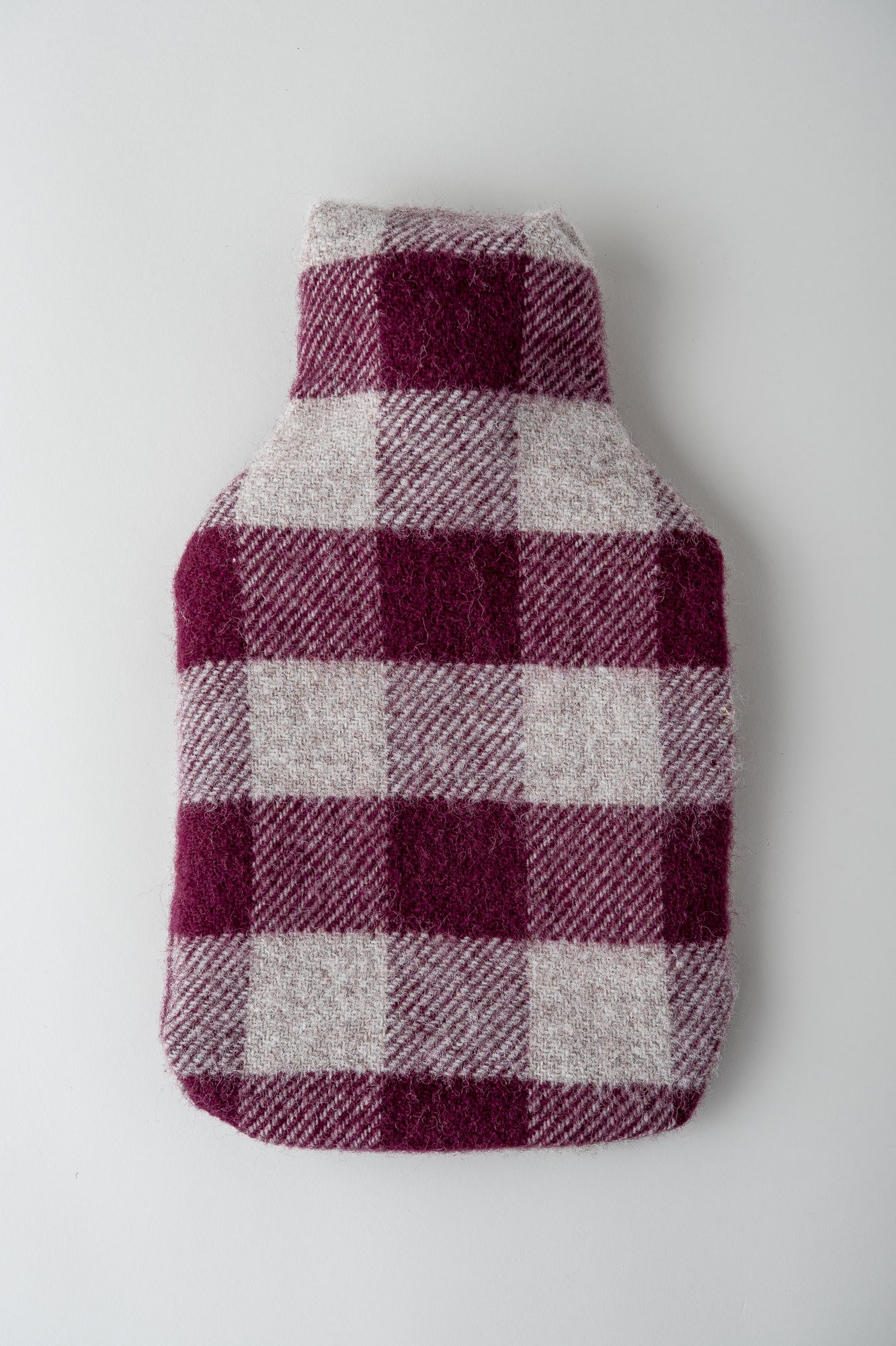 June Wool Hot Water Bottle - Burgundy Check