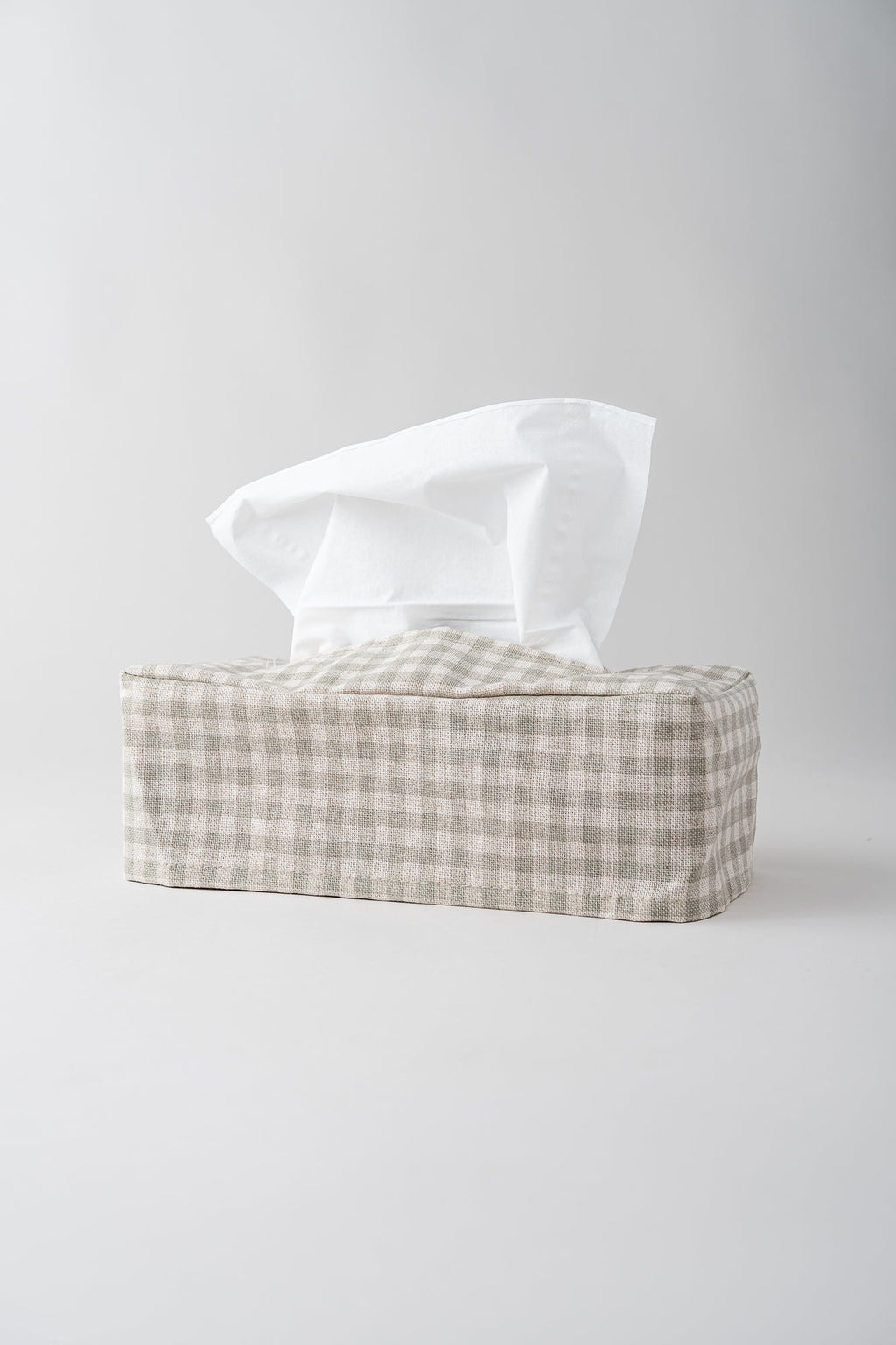 June Woven Tissue Box Cover - Oat Gingham
