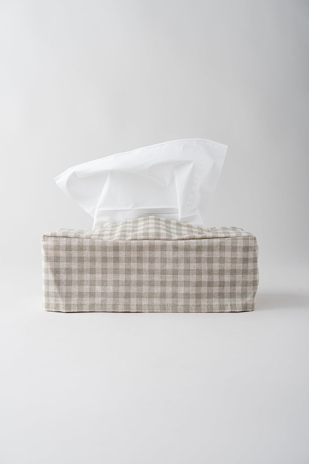 June Woven Tissue Box Cover - Oat Gingham